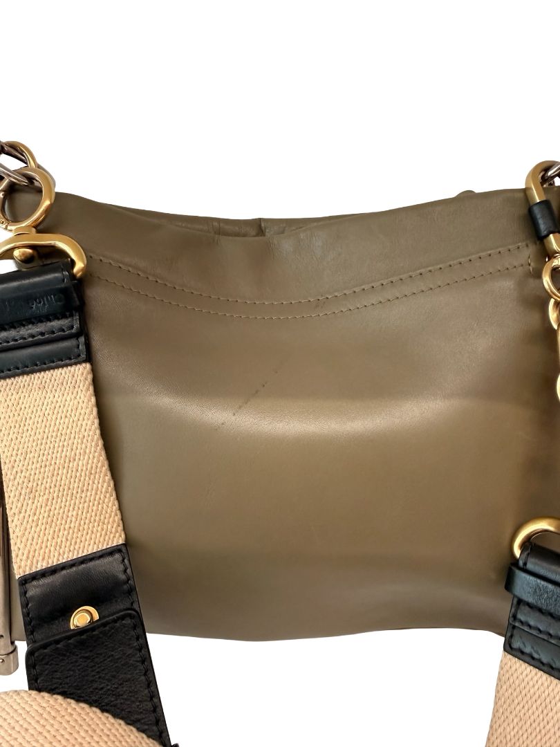 Chloe Khaki 'Roy' Crossbody Clutch Chain Bag.