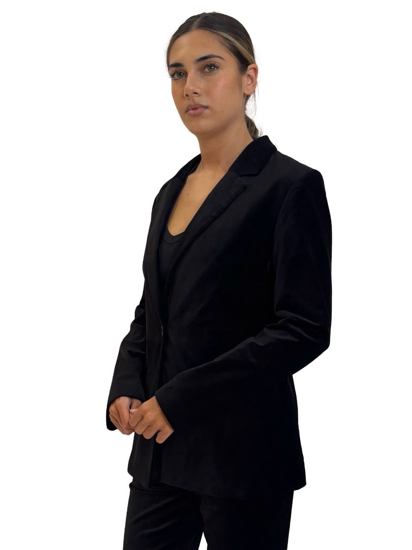 Husk Black Velvet Single Breasted Blazer. Size: 10