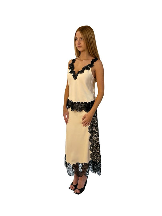 Me+Em Cream Camisole & Skirt Set w/ Black Lace Trim. Size: 8 & 6