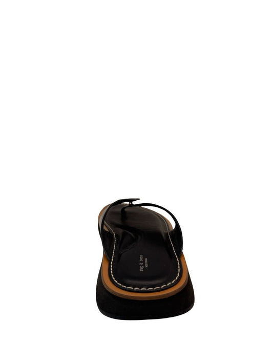 Rag & Bone Black Parker Leather Thong. Size: 39