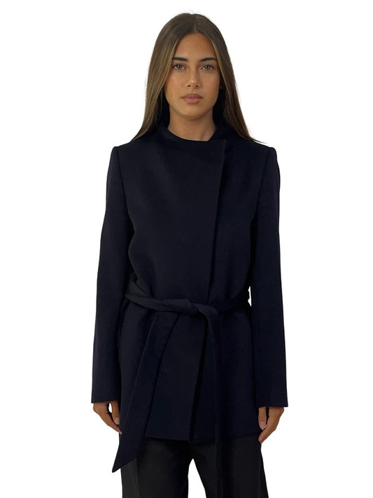 Cable Navy Short Wool Coat. Size: S