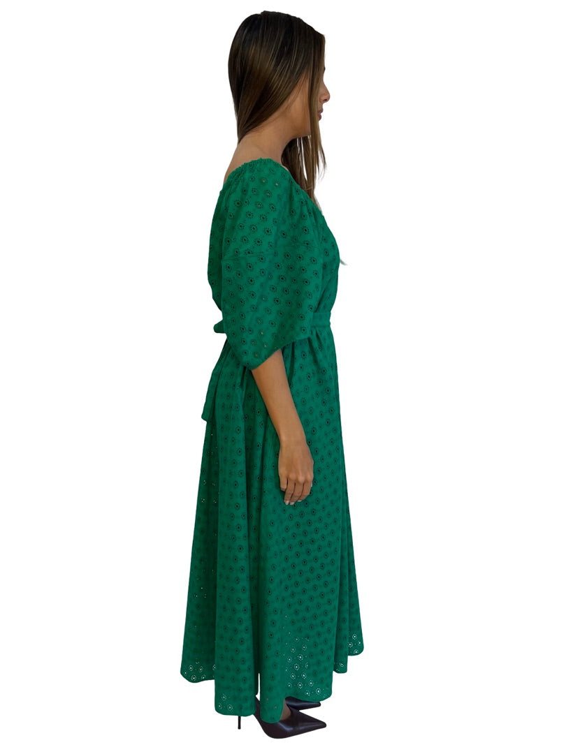 Scanlan Theodore Green Embroidered Dress. Size: 12