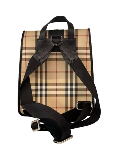 Burberry Neutrals Nova Check Canvas & Leather Buckle Flap Backpack.