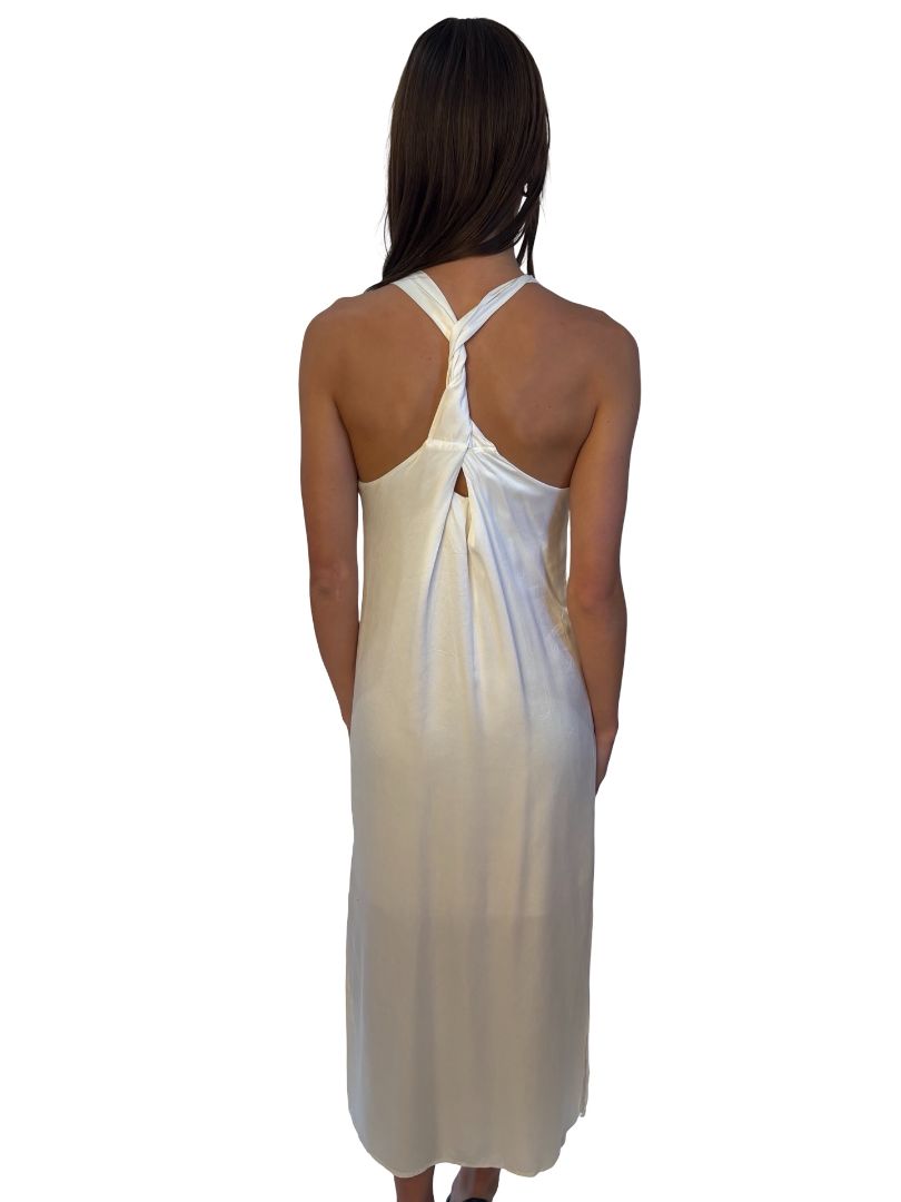 LouLou Studio Cream Silk Halter Dress. Size: XS