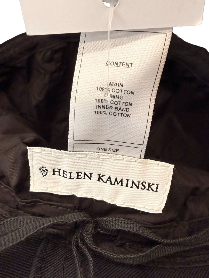 Helen Kaminski Black Quilt Stitch Bucket Hat. Size: O/S