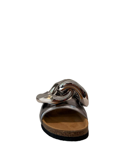 JW Anderson Silver Metallic Chain Slides. Size: 37