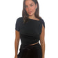 Magda Butrym Black Short Sleeve T-Shirt w Twist Detail. Size: 34