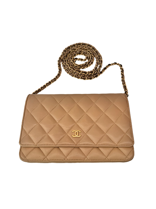 Chanel Beige Wallet On Chain. Size: