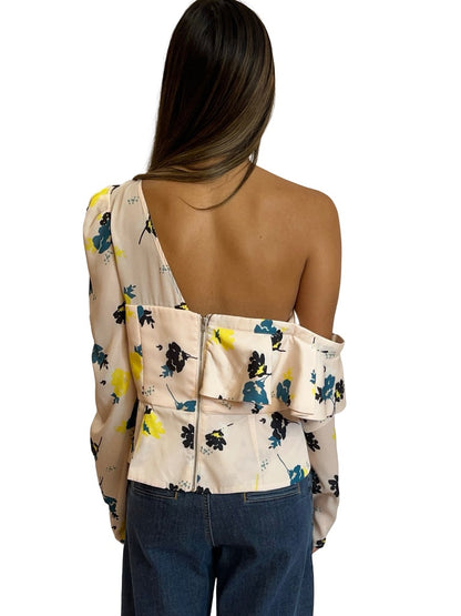 Self Portrait Multi-Colour Print Asymmetrical Blouse. Size: 12