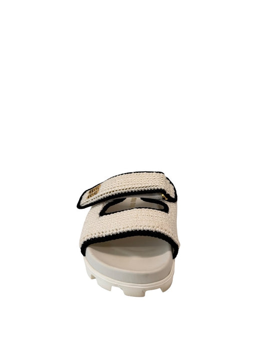 Miu Miu White Logo-Plaque Touch-Strap Sandals. Size: 37