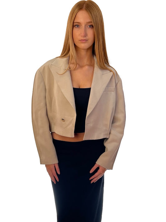 J.W Anderson Neutral Cropped Blazer. Size: 4