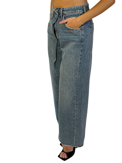 AGOLDE Blue Cross Waist Wide Leg Jeans. Size: 25