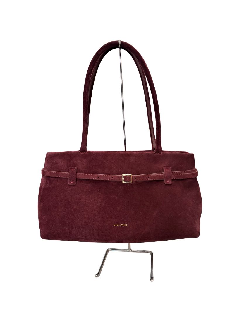 Manu Atelier Merlot 'Le Cambon East West' Suede Handbag.