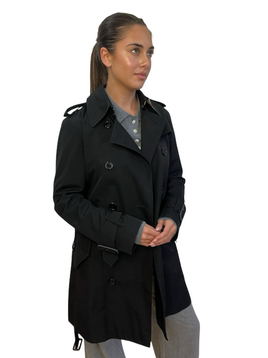 Burberry Black Short Trench Coat. Size: UK6