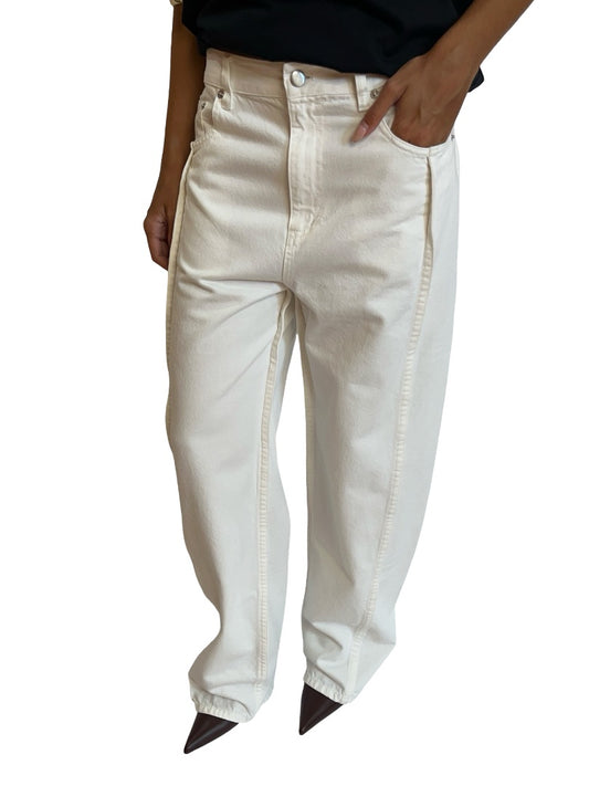 Tibi White Barrel Jean W Panel. Size: 24