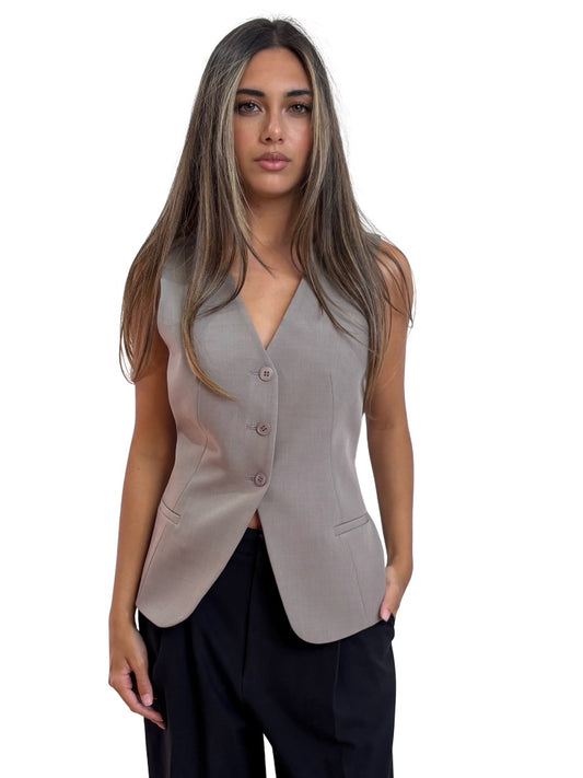 Elka Collective Taupe Waist Coat Vest. Size: 8