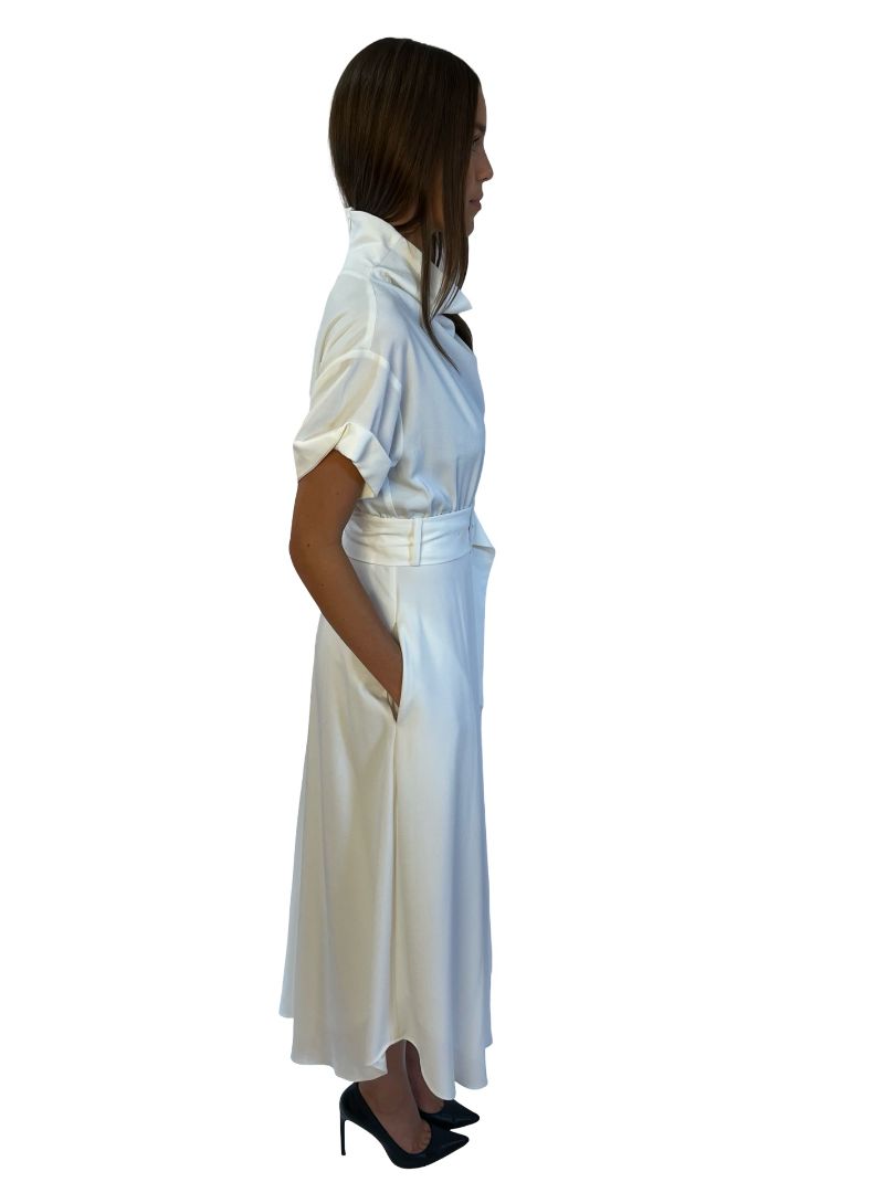C&M Camilla & Marc White 'Benito' Belted Midi Dress. Size: 8