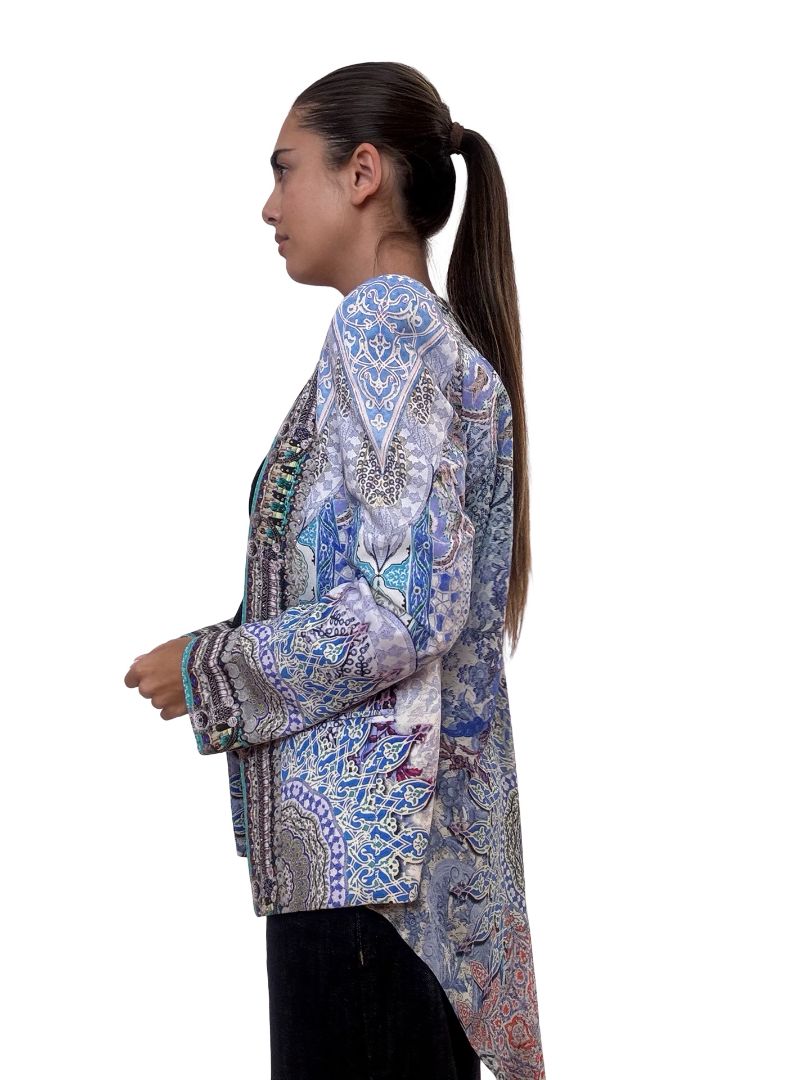 Camilla Blue Jewelled Padded Jacket. Size: 1