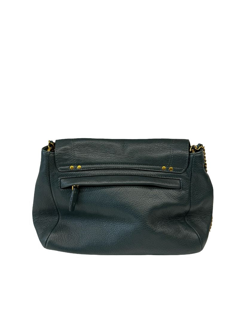 Jerome Dreyfuss Dark Green Lulu Leather Crossbody Bag.