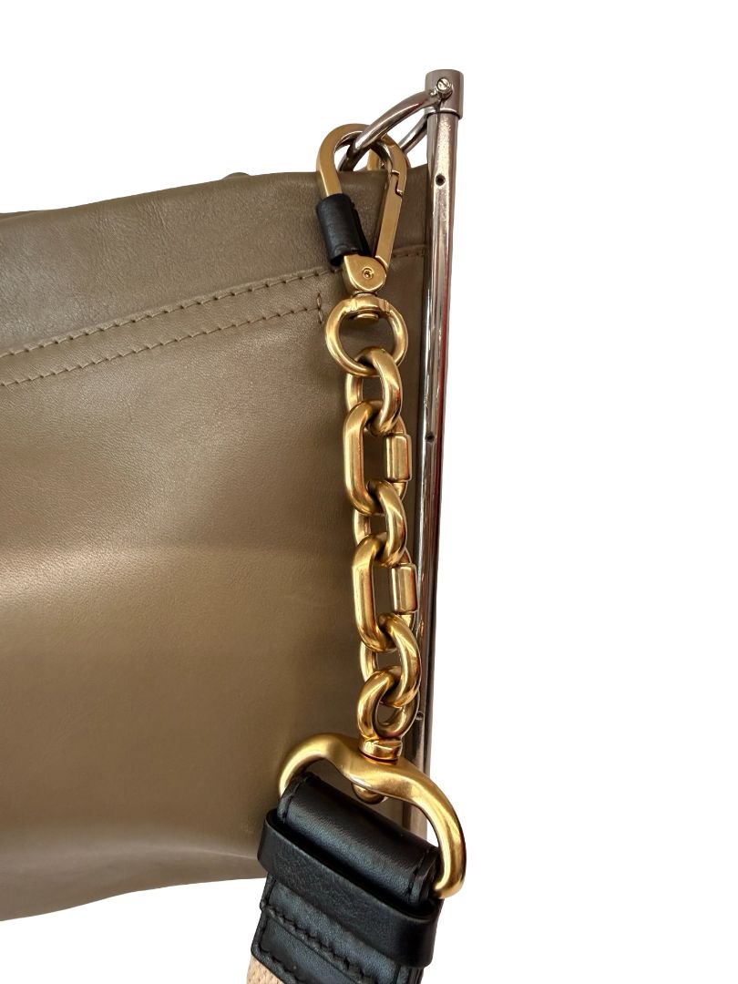 Chloe Khaki 'Roy' Crossbody Clutch Chain Bag.