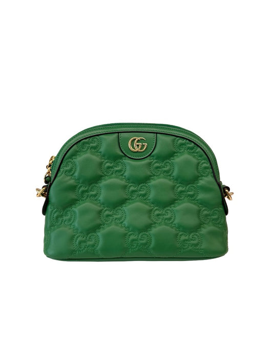 Gucci Green Calfskin GG Matelasse Dome Shoulder Bag. Size: Small