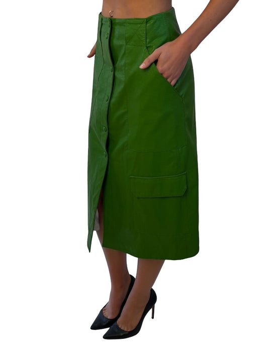 Beatrice Green Button Up Midi Skirt. Size: XS / 8