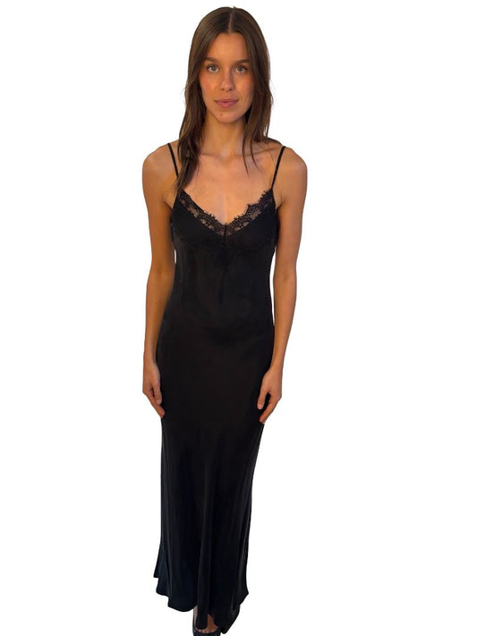 Madison The Label Black Lace Top Slip Dress. Size: XS