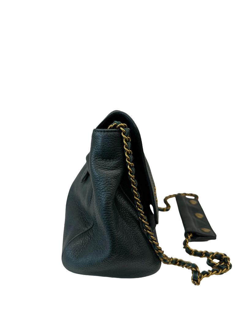 Jerome Dreyfuss Dark Green Lulu Leather Crossbody Bag.