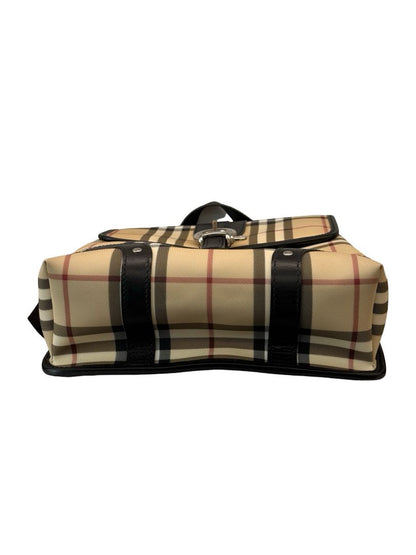 Burberry Neutrals Nova Check Canvas & Leather Buckle Flap Backpack.