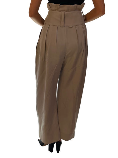 J.W Anderson Neutral Pleated Waist Wide Leg Pants w/ Thick Belt. Size: 4