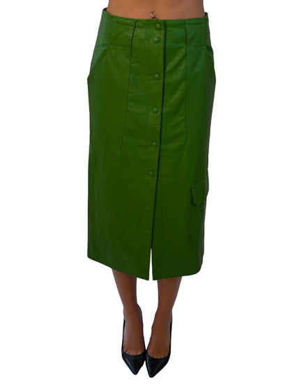 Beatrice Green Button Up Midi Skirt. Size: XS / 8