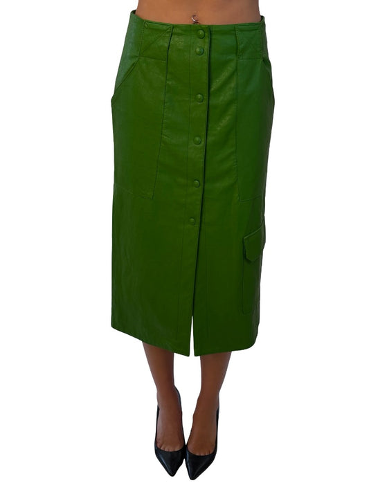 Beatrice Green Button Up Midi Skirt. Size: XS / 8