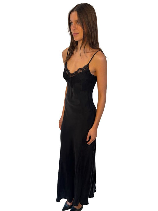 Madison The Label Black Lace Top Slip Dress. Size: XS