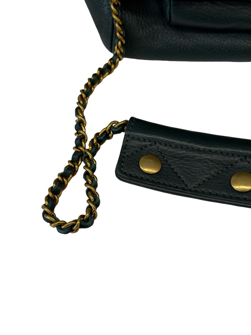 Jerome Dreyfuss Dark Green Lulu Leather Crossbody Bag.