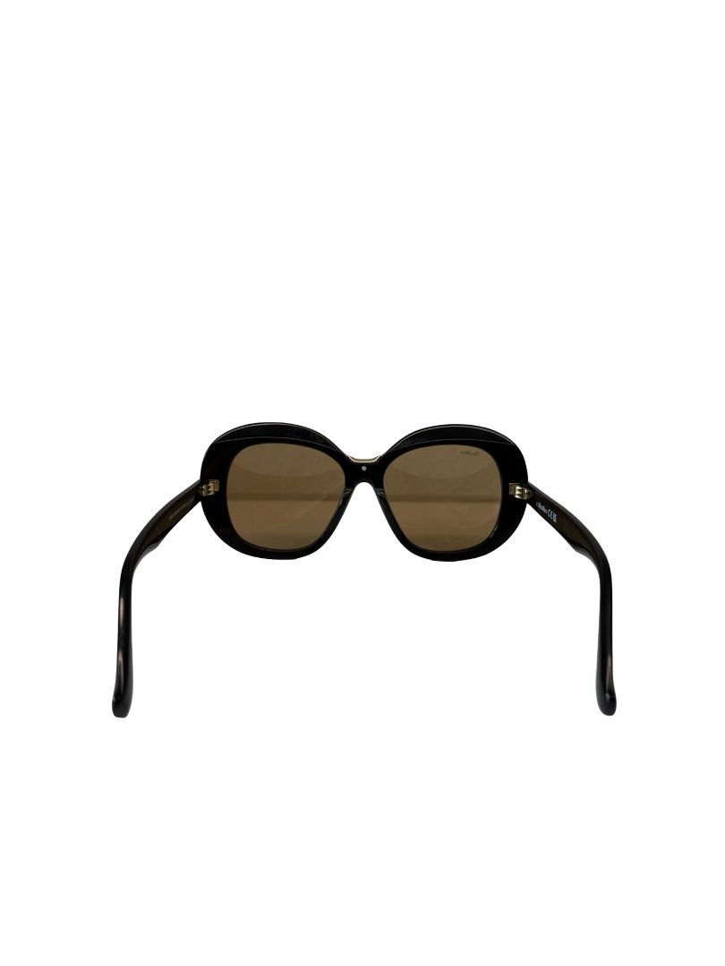 MaxMara Black/Orange 'Edna MM0087' Sunglasses W Gold Bridge.