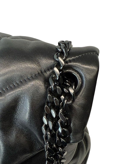 Saint Laurent Black Lambskin Medium Puffer Chain Bag.