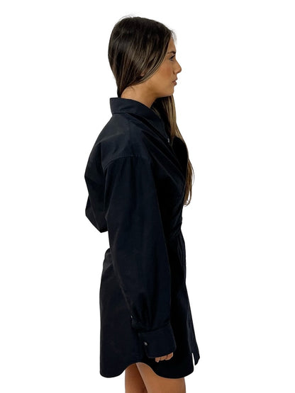 alexanderwang.t Black Wrap Effect Cotton Mini Dress. Size: 4