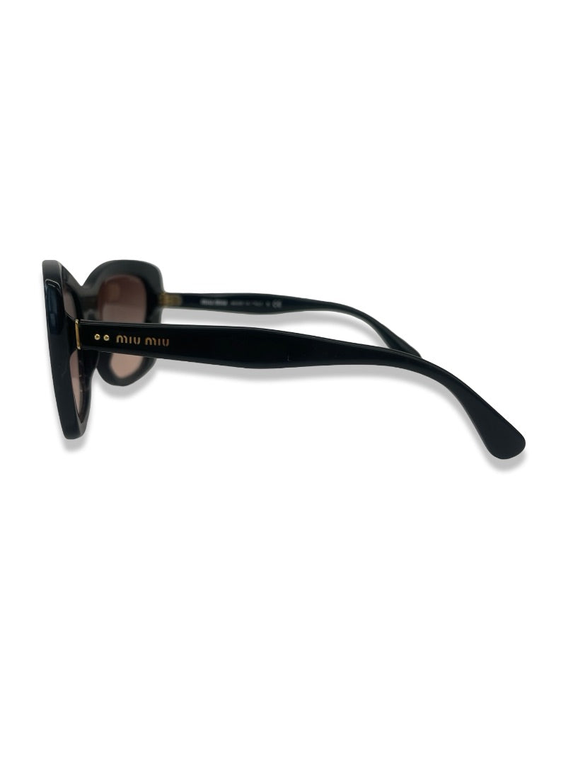 Miu Miu Black/Pink Oversized Cat Eye Sunglasses.