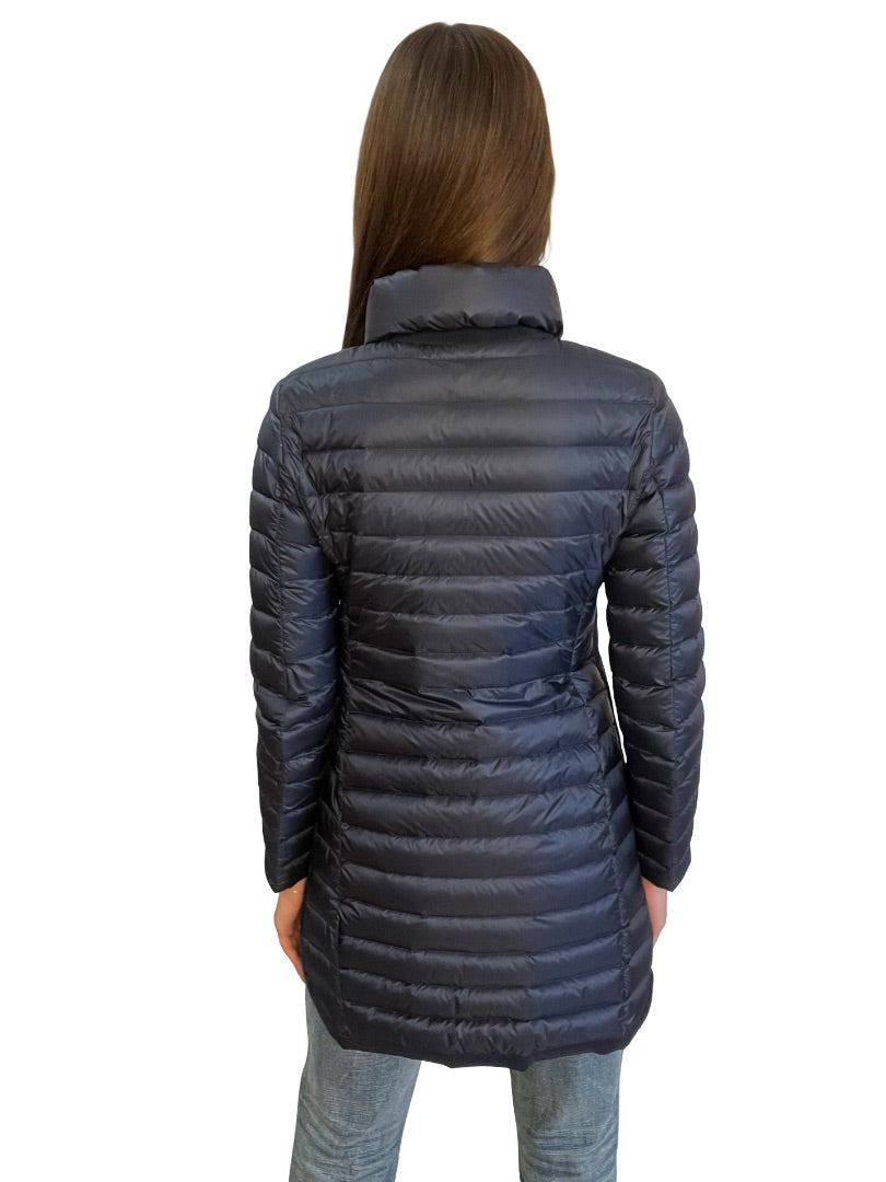 Moncler Navy 'Bogue' Long Puffer Jacket. Size: 1