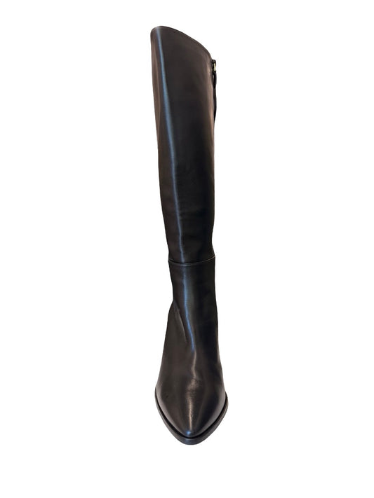 Stuart Weitzman Black Leather Knee High Boots W Back Tie. Size: 39