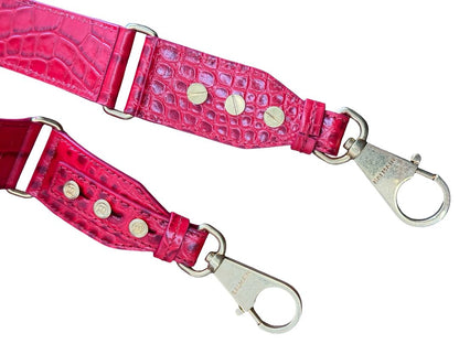 Balmain Red B-Buzz Croc Embossed Top Handle Bag.