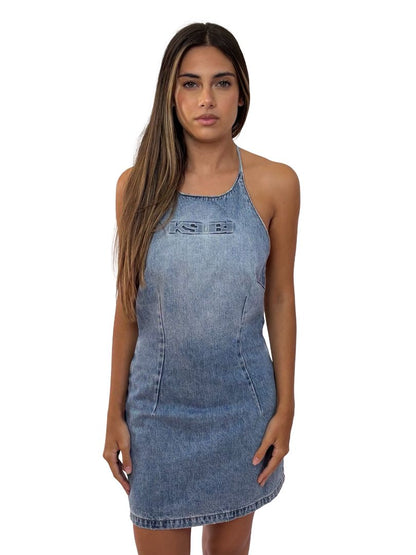 Ksubi Blue Denim Mini Dress. Size: S