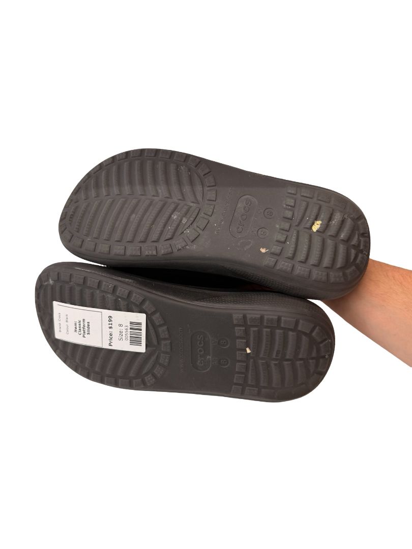Crocs Black Classic Platform Slides. Size: 8