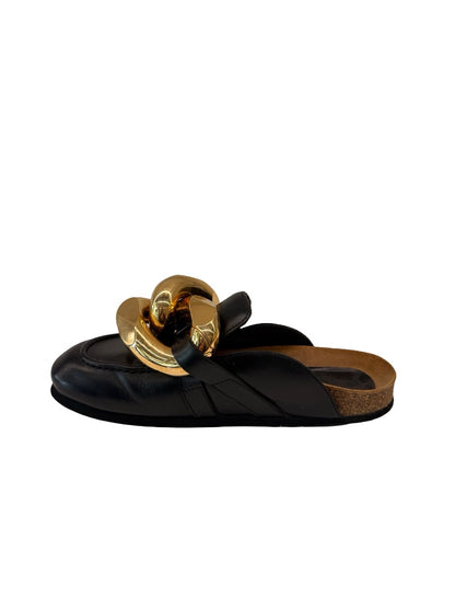 JW Anderson Black Leather Chain Mules. Size: 37