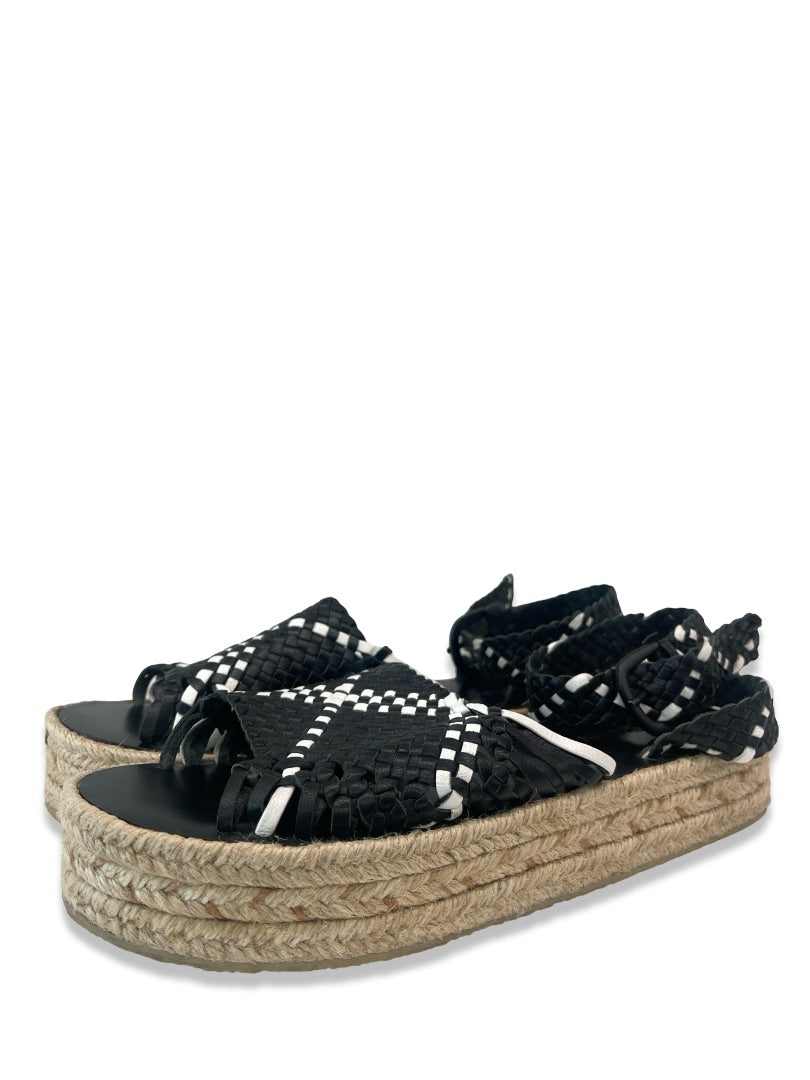 Zimmermann Black Woven Leather Ankle Strap Sandal. Size: 40