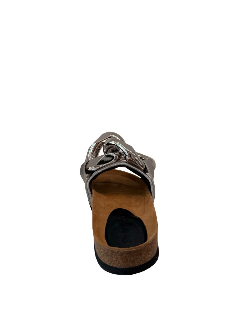 JW Anderson Silver Metallic Chain Slides. Size: 37