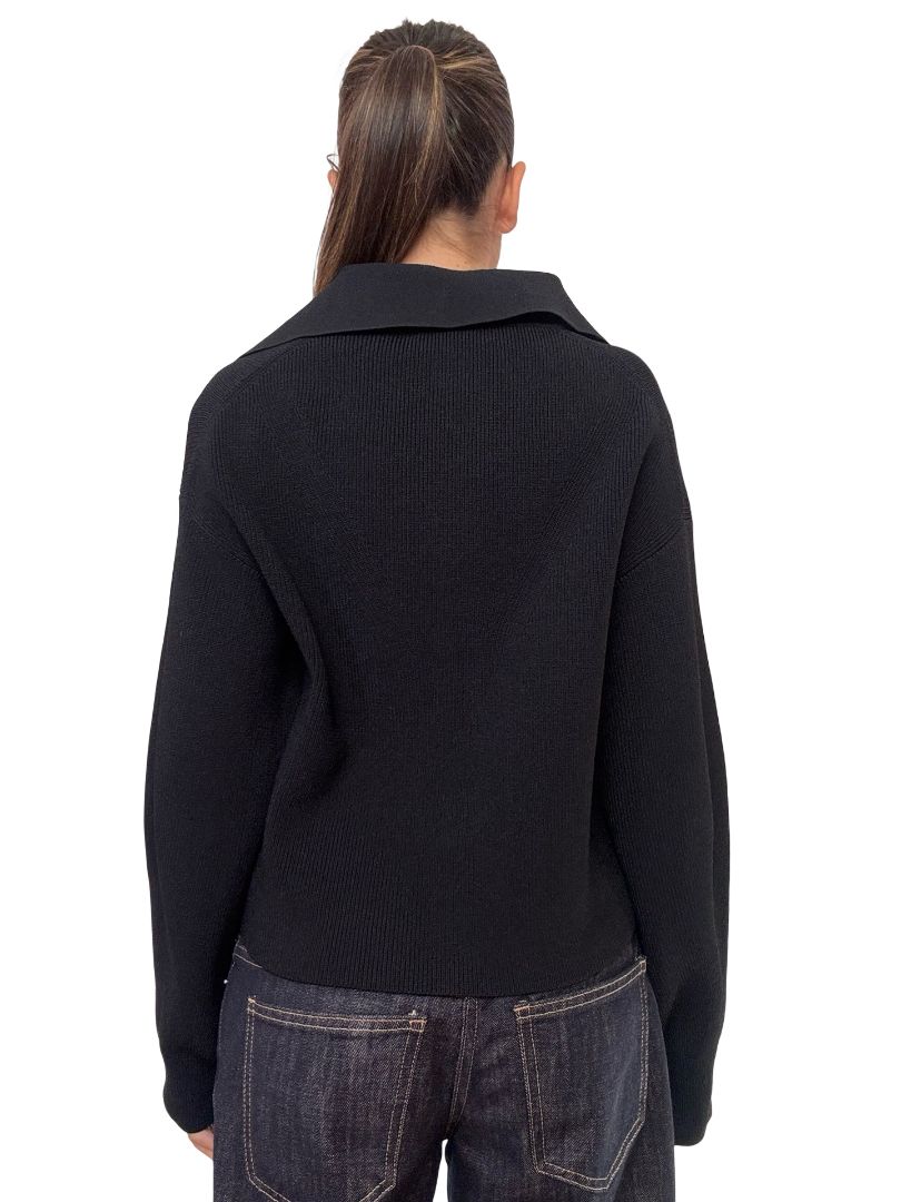 Scanlan Theodore Black Crepe Long Sleeve Polo. Size: S