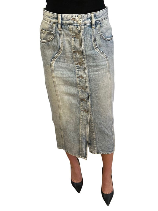 Isabel Etoile Marant Light Wash Denim Button Skirt. Size: 38