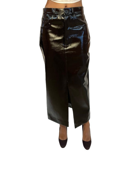 O.P On Parks Black Vinyl Skirt. Size: 8