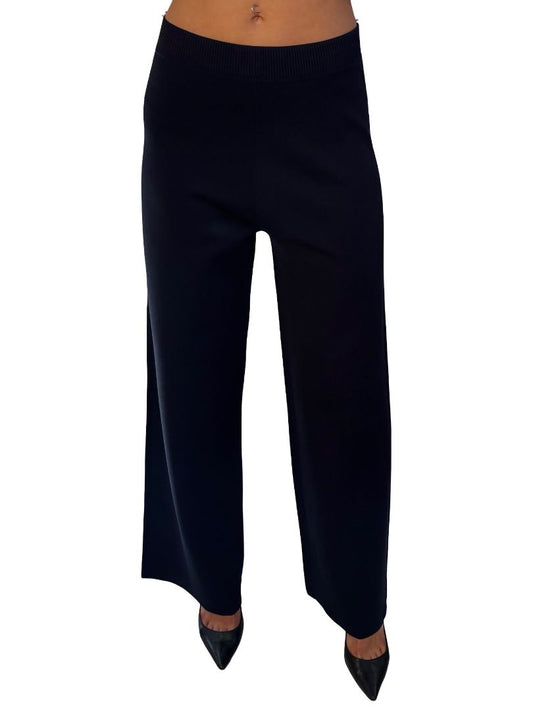 Scanlan Theodore Navy Crepe Knit Wide Leg Pant. Size: M
